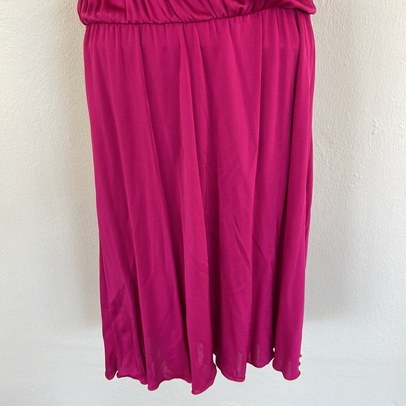 Express magenta pink backless cowl neck satin stretch dress size XS - Picture 4 of 9